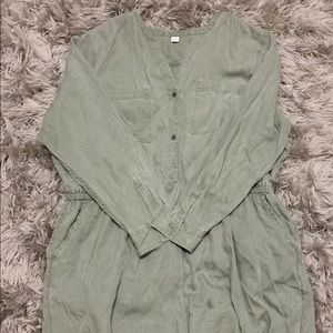 Olive green denim romper